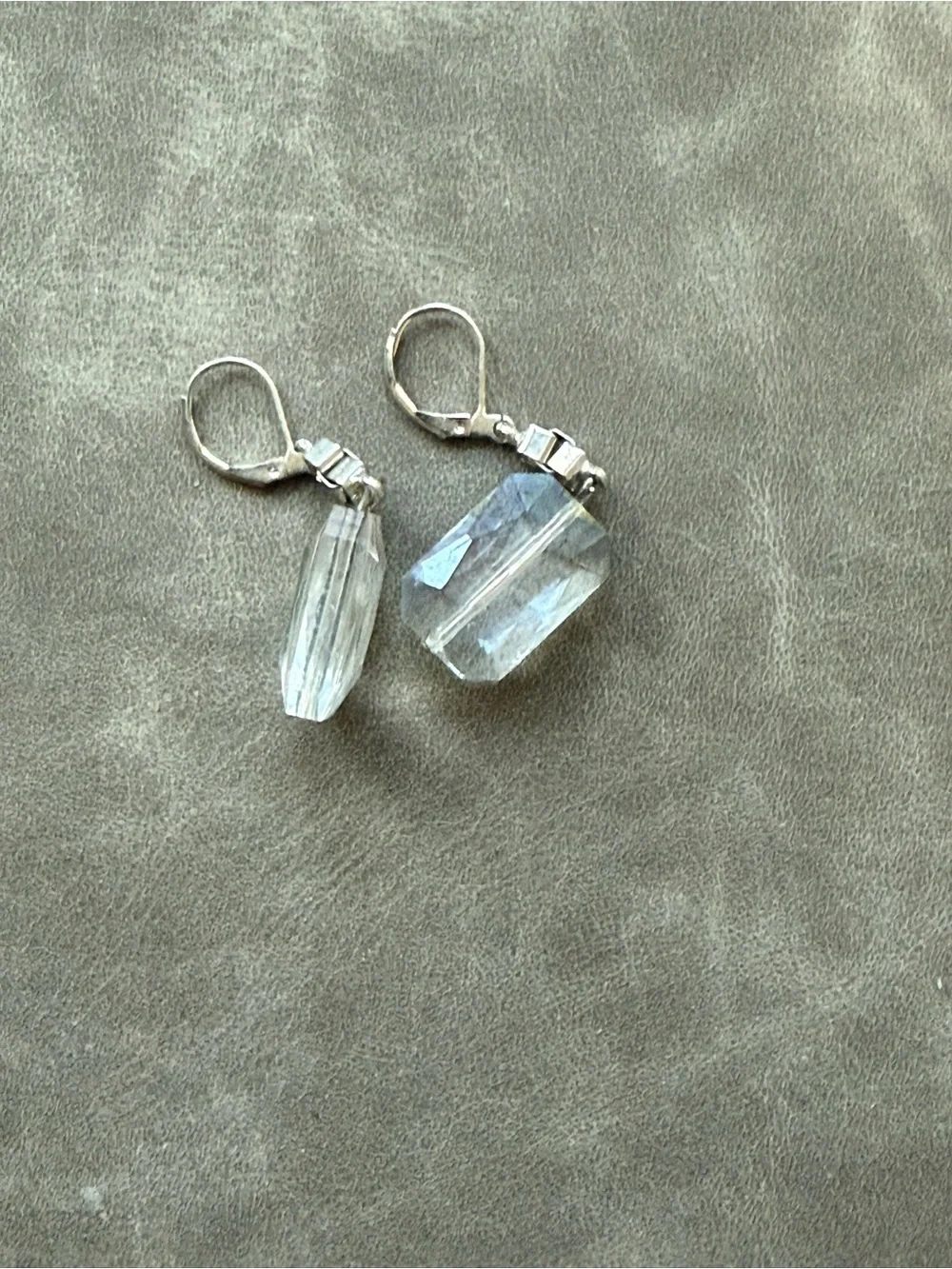 Crystal Drop Leverback Earrings - Clear